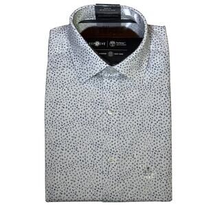 Alfani Men's Slim-Fit Dash-Print Dress Shirt white cobalt 15-15.5 34-35 $65